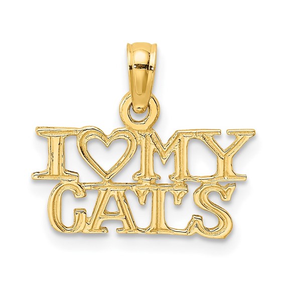 14k Yellow Gold I HEART MY CATS Necklace Charm Pendant - Picture 1 of 4